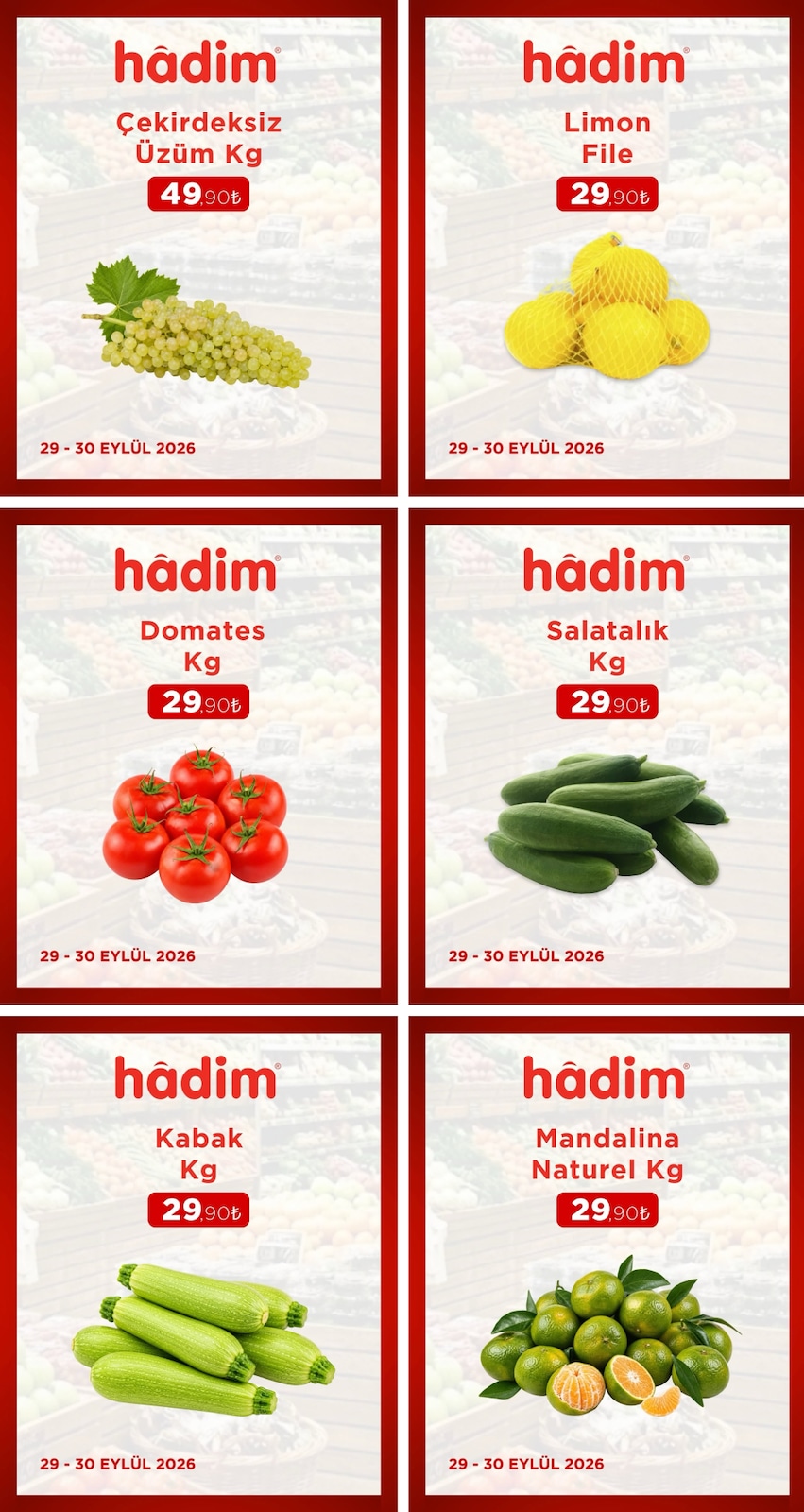 Hadim AVM 29 Eylül 2026 Manav İndirimleri