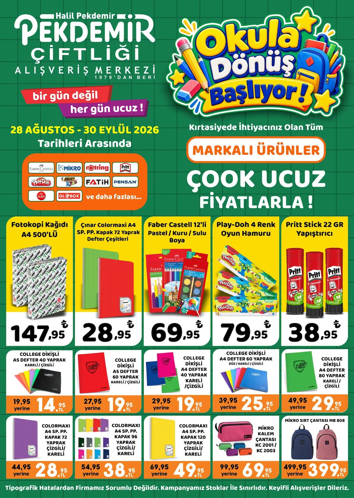 Pekdemir Market 28 Ağustos 2026 Okul Alışverişi