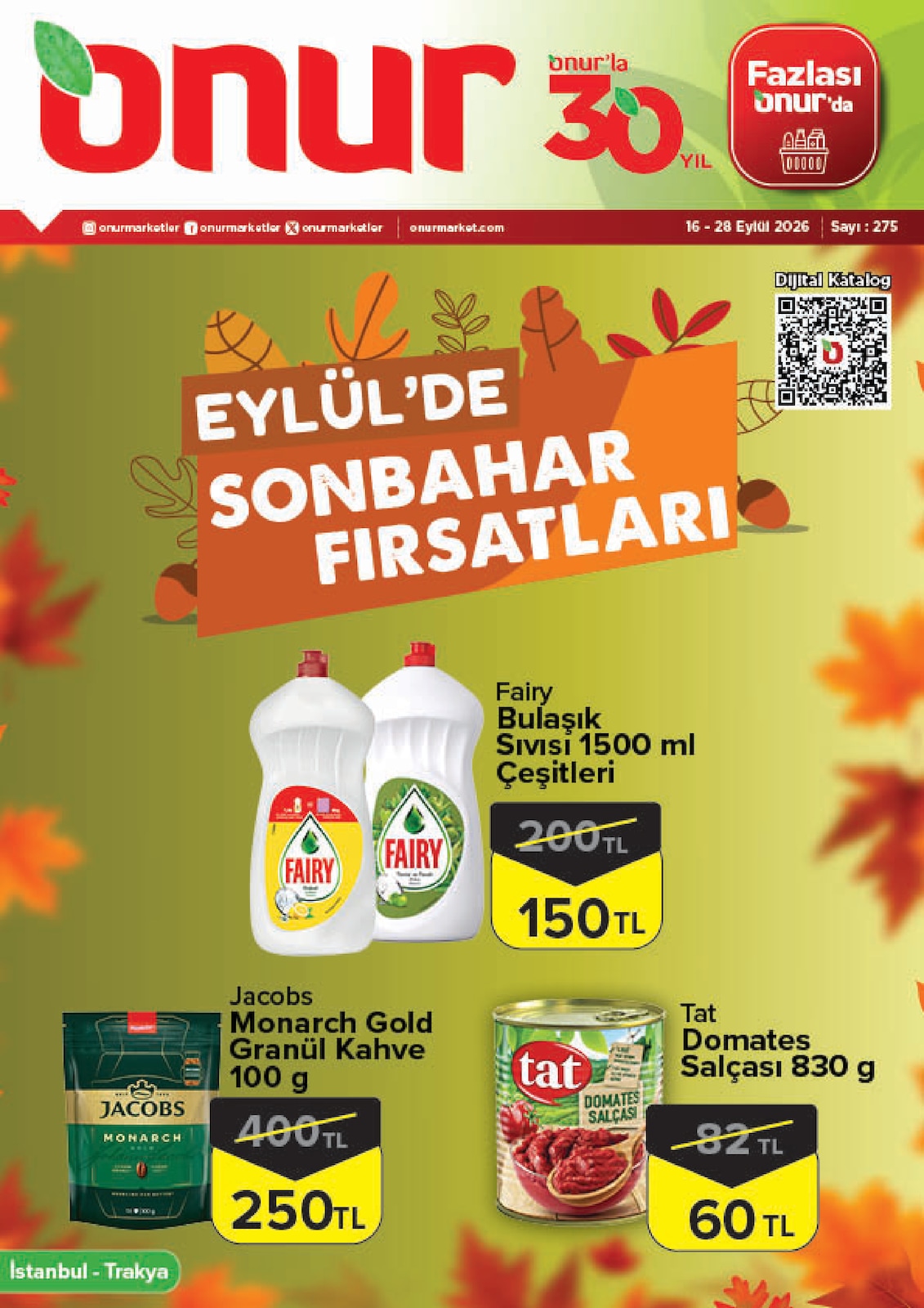 Onur Market 16 Eylül 2026 İndirim Broşürü - İstanbul, Trakya
