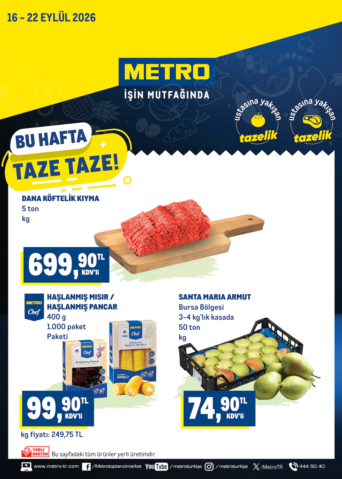 Metro 16 Eylül 2026 Taze Ürünler