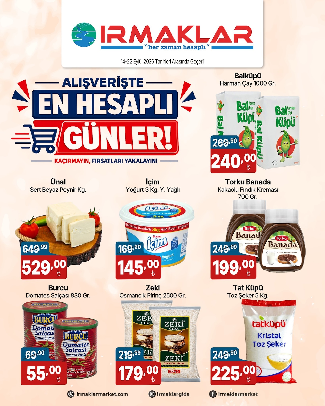 Irmaklar Market 14 Eylül 2026 İndirimli Ürünler