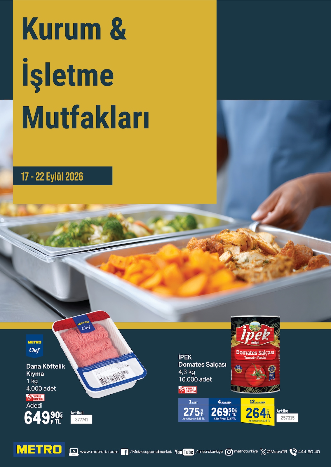 Metro 17 Eylül 2026 Kurum ve İşletme Mutfakları