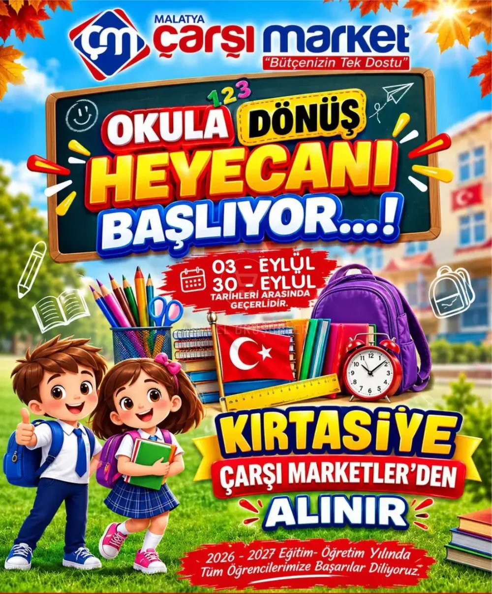 Çarşı Market İndirim Bülteni Kataloğu - Okul & Kırtasiye Ürünleri 3-30 Eylül 2026