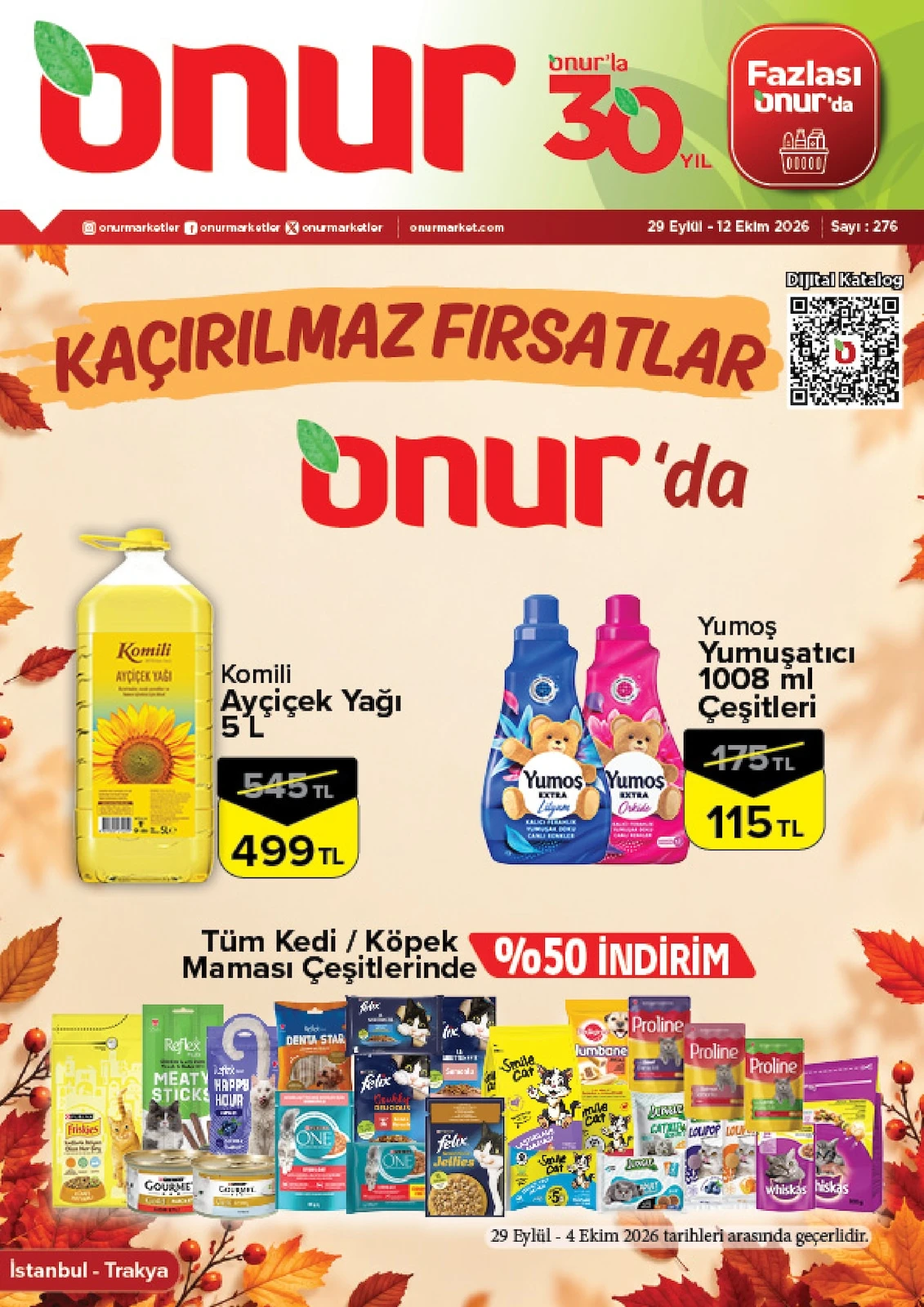 Onur Market - İndirim Broşürü - İstanbul, Trakya 29 Eylül - 12 Ekim 2026