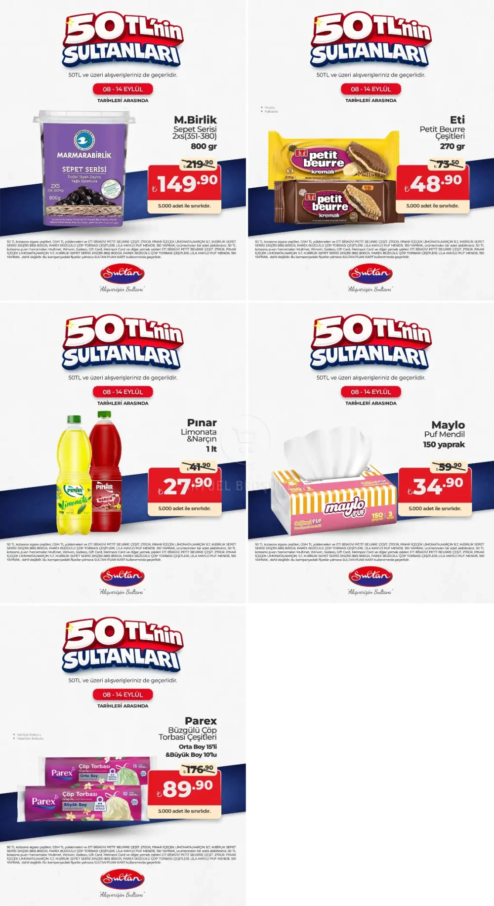 Sultan Market 50TL ve Üzeri Alışverişlerde İndirimli Ürünler