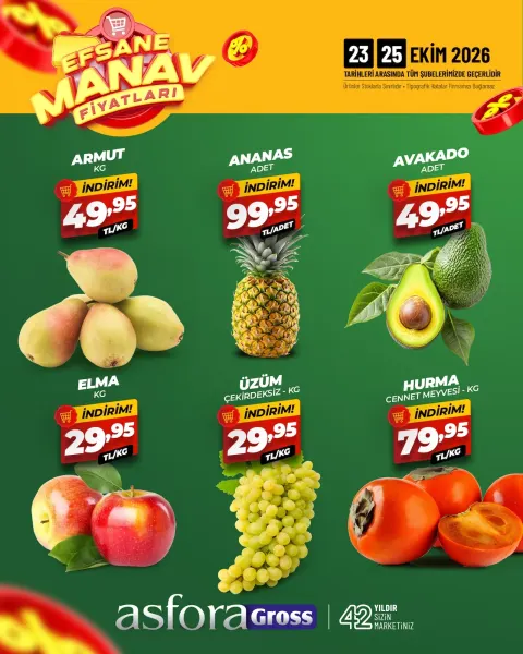 Asfora Gross - Manav İndirim Broşürü 23 - 25 Ekim 2026